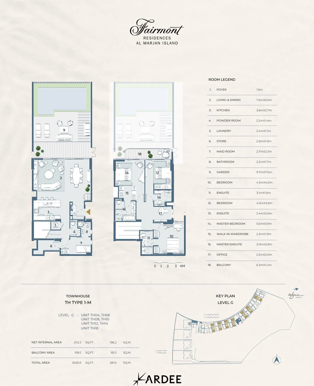 Fairmont Residences Al Marjan Island - Beachfront Townhouse Floor Plan Type 1